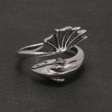 S925 Silver Gothic Pterodactyl Wing Open Ring for Women Men Dragon Punk Retro Rings Adjustable Trendy Jewelry Party  Accessories
