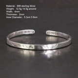 Real 925 Sterling Silver Hammered Cuff Bangles for Men and Women Handmade Polished Fine Jewelry - GQTORCH Jewelry