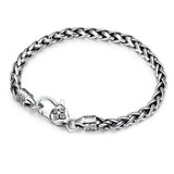 Thai Silver Bracelets with Vajry Pestle Clasp Six Words Mantra Braided Hemp Bracelet for Men and Women 925 Silver Jewelry - GQTORCH Jewelry