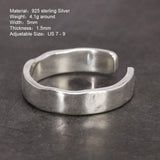 Sterling Silver S925 Bright Hand Hammer Pattern Men's and Women's Rings Minimalist Adjustable Jewelry - GQTORCH Jewelry