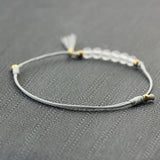 Women Elegant Bracelet Tassel Handmade Minimalist Hand String With Natural White Crystal Stone Beads 4mm Bracelets Adjustable - GQTORCH Jewelry