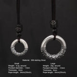 Pendant & Necklace Solid 999 Sterling Silver Peace Buckle Auspicious Clouds Rope Sweater Chain Men Women Buddhist Couple Jewelry - GQTORCH Jewelry