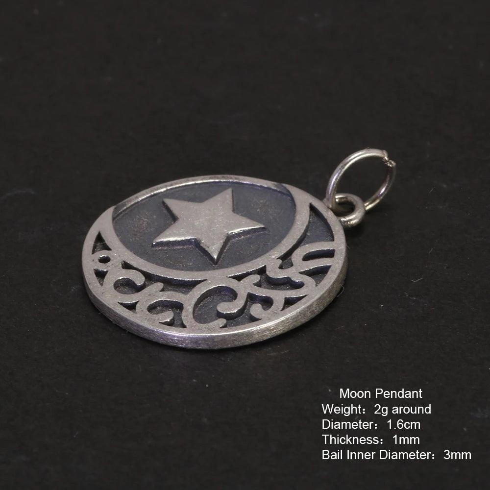 Real S925 Sterling Silver Vintage Personalized Sun, Moon, Stars, Couple Necklace Pendant Jewelry - GQTORCH Jewelry