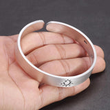 Solid 999 Sterling Silver Jewelry Couple Bangles for Lovers' Sun and Moon Engraved Design Retro Punk Steampunk Accessories - GQTORCH Jewelry