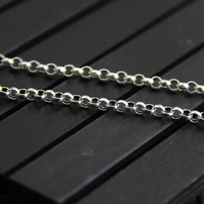 Genuine 925 Sterling Silver Sweater Chains Necklaces For Women And Men Round Shape Beaded Necklace Accessories 18-32 inch - GQTORCH Jewelry