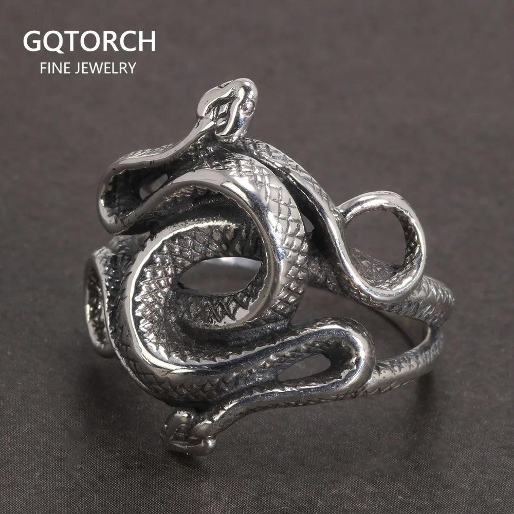 Real 925 Sterling Silver Snake Rings for Men Women TV Drama Natural Born Killers Retro Punk Fine Jewelry Best Gift For Fans - GQTORCH Jewelry