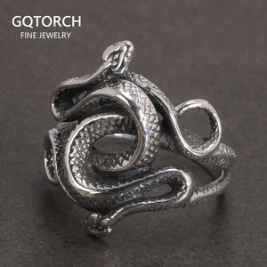 Real 925 Sterling Silver Snake Rings for Men Women TV Drama Natural Born Killers Retro Punk Fine Jewelry Best Gift For Fans - GQTORCH Jewelry