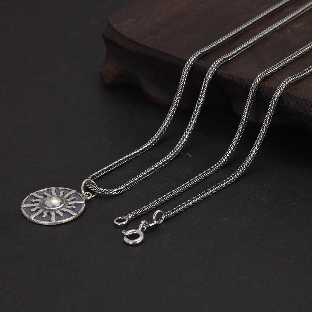 Real S925 Sterling Silver Vintage Personalized Sun, Moon, Stars, Couple Necklace Pendant Jewelry - GQTORCH Jewelry