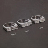 Solid S925 Silver Men's Micro Pave Zircon Ring Art Deco Fashion Modern Minimalist Style Jewelry Birthday Party Gift - GQTORCH Jewelry