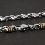 Solid 925 Sterling Silver 7mm Necklace Coffee Bean Chain for Men Retro Antique Punk Style Fine Jewelry - GQTORCH Jewelry