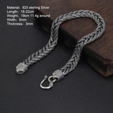 925 Sterling Silver Bracelet 5mm Fox Tail Hand Woven Pattern Women's and Men's Vintage Chain Party Jewelry Gift - GQTORCH Jewelry