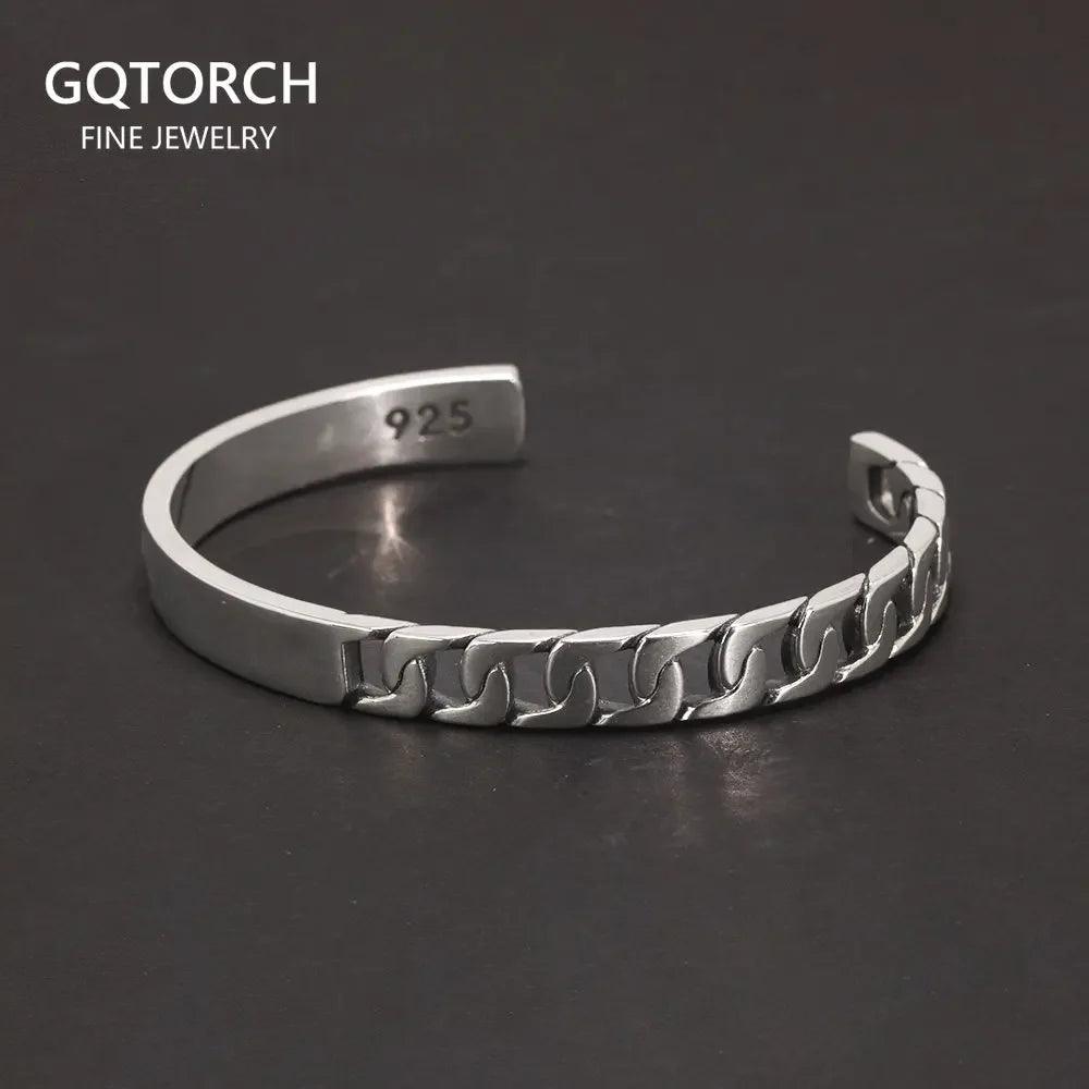 Handmade S925 Sterling Silver Bracelet Retro Hollow Weaving Twisted Glossy Bracelet Sterling Silver Jewelry for Men and Women - GQTORCH Jewelry