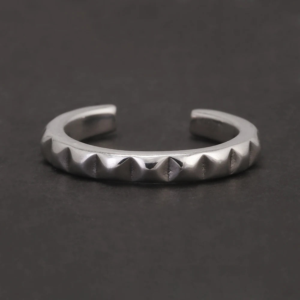 925 Sterling Silver Minimalist Retro Geometric Ring for Women Men Rivet Rings Opening Type Adjustable Punk Creative Jewelry Gift