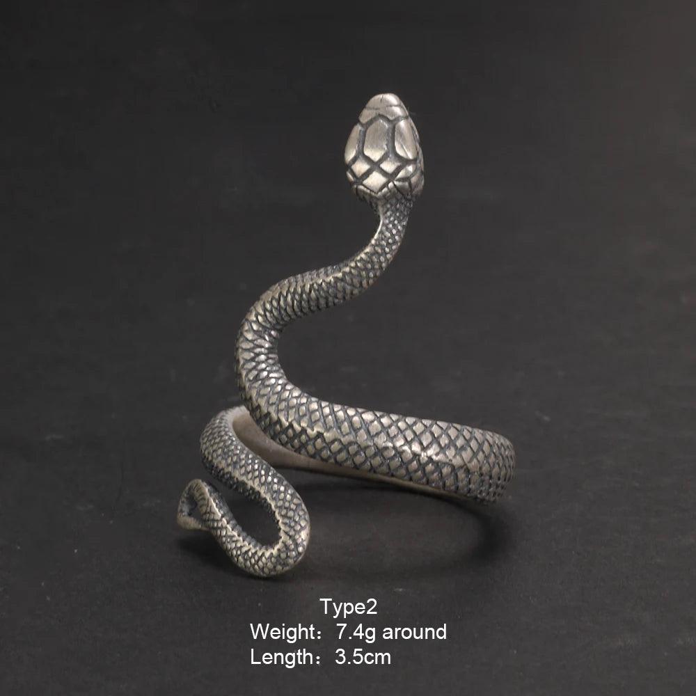S925 Sterling Silver Thai Silver Vintage Silver Womens Ring Fashion Snake Punk Open Index Finger Ring - GQTORCH Jewelry