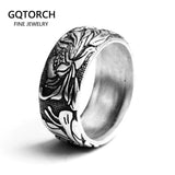 S990 Sterling Silver Ring Vintage Style Rings For Women With Lotus Design Fine Jewelry Bague Femme anel feminino - GQTORCH Jewelry