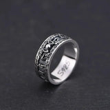 S925 Silver Vintage Thai Silver Ring Wholesale Men and Women Ethnic Style Six-character Mantra Vajra Ring - GQTORCH Jewelry