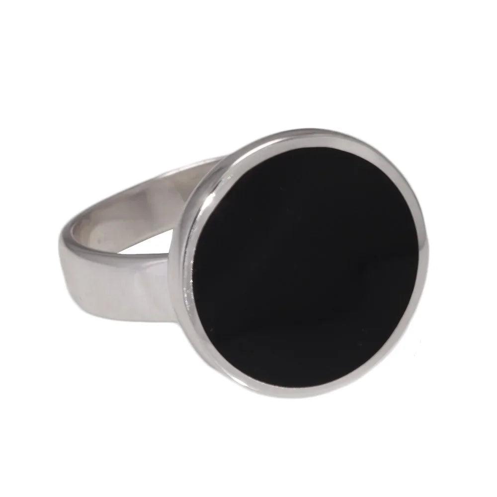Pure 925 Sterling Silver Ring, Simple Round Ring, Türkiye Black Gel, Men and Women's Minimalist Fine Jewelry - GQTORCH Jewelry