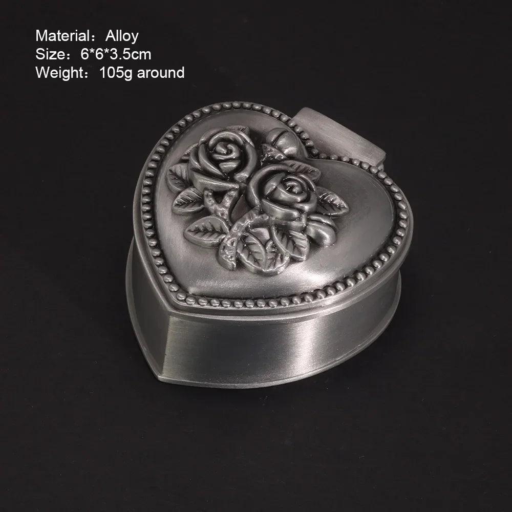 Vintage Alloy Jewelry Box Casket and Heart Shaped 9*7*4.5cm 6*6*3cm For Rings Pendants Necklace Gift Boxes - GQTORCH Jewelry