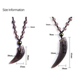 Natural Stone Black And Ice Obsidian Pendant Necklace Wolf Tooth Amulets And Talismans Couple Necklace For Women And Men - GQTORCH Jewelry