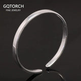 Real 999 Sterling Silver Simple Smooth Cuff Bracelet Men and Women Shining Craft Couple Bangle Minimalism Jewelry - GQTORCH Jewelry