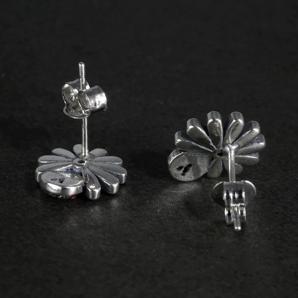 Real Sterling Silver 925 Earrings Sweet Cute Daisy & Insects Earrings For Women Ladies Fine Jewellery Bijoux - GQTORCH Jewelry