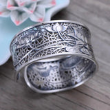 Real Pure 999 Sterling Silver Bangles For Women Wide Large Lotus Classic Tibetan Buddhism Jewelry Jonc Argent 925 - GQTORCH Jewelry