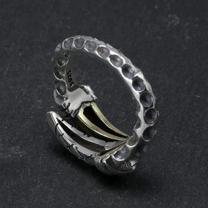 Real Solid 925 Sterling Silver Rings For Men Women Dragon Claws Shaped Vintage Punk Rock Small Tail Rings Adjustable 5 6 7 - GQTORCH Jewelry