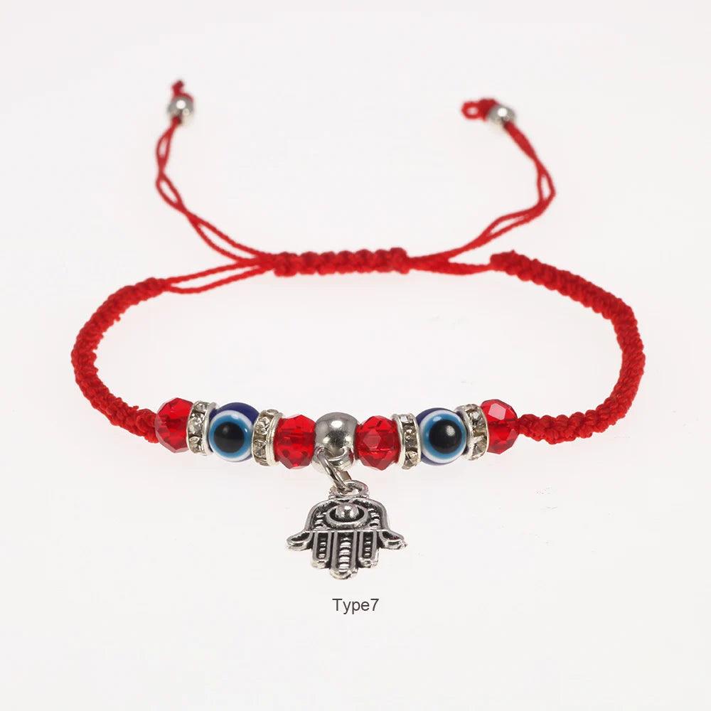 Hand Braided Lucky Red String Charm Bracelet Women Men Blue Evil Eye Round Beads Bracelet NAZAR BONCUK Friendship Jewelry - GQTORCH Jewelry