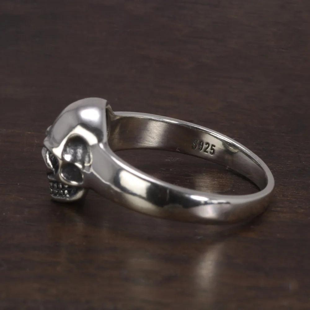 S925 Sterling Silver Vintage Skeleton Ring for Men Skull Punk Hip Hop Rock Ring Retro Simple Style Jewelry - GQTORCH Jewelry