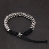 Unique Handmade Jewelry 925 Sterling Silver Snake Bone Bracelet Hand Braided Rope Chain Antient Viking Length Adjustable - GQTORCH Jewelry