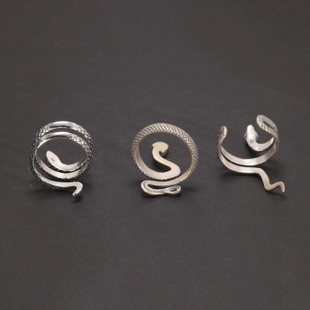 S925 Sterling Silver Thai Silver Vintage Silver Womens Ring Fashion Snake Punk Open Index Finger Ring - GQTORCH Jewelry