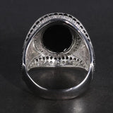 Real Pure 925 Sterling Silver Rings For Men With Natural Onyx paved with Black Zircon Turkish Finger Rings Man Wedding Band - GQTORCH Jewelry