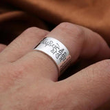 Solid 999 Sterling Silver Sanskrit Buddhist Mantra Rings Wide For Men And Women Six Words Sutra Signet Rings Prayer Jewelry - GQTORCH Jewelry