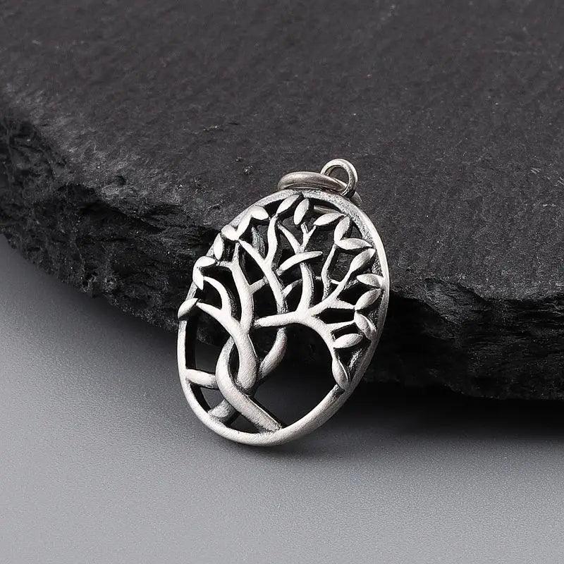 Real 925 Sterling Silver Tree of Life for Women Hollow Design Rings Earrings Pendant Jewelry Set Antient Viking Jewelry - GQTORCH Jewelry