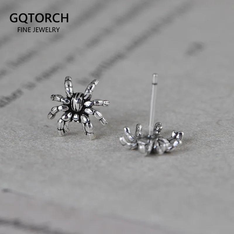 Retro Silver Jewelry S925 Silver Fashion Men and Women Simple Art Design Animal Spider Stud Earrings - GQTORCH Jewelry