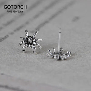 Retro Silver Jewelry S925 Silver Fashion Men and Women Simple Art Design Animal Spider Stud Earrings - GQTORCH Jewelry