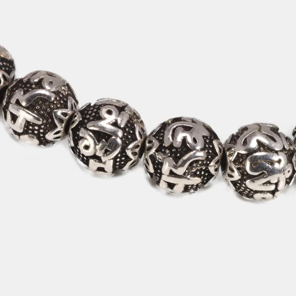 8mm OM Mantra Beads Bracelet For Men Women Elastics Strings White Copper 108 Beads Scriptures Engraving Prayer Buddhist Jewelry - GQTORCH Jewelry