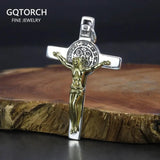 Real 925 Sterling Silver Catholic Cross Pendant Amulet Necklace Jesus Christ Jewelry for Men and Women - GQTORCH Jewelry