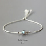 Handmade Moonstone Bracelet Thin Rope With Natural Crystal 925 Sterling Silver Beads Personalized Bracelets For Women - GQTORCH Jewelry