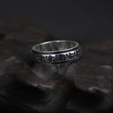 Real Pure 925 Sterling Silver Rotatable Rings Om Mani Padme Hum For Women And Men Prayer 6mm Shurangama Mantra Buddhism Jewelry - GQTORCH Jewelry