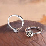 Real 925 Sterling Silver Mantra OM Ring for Men and Women Matte & Polished Opening Type Resizable Buddhism Jewelry - GQTORCH Jewelry