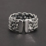 S925 Sterling Silver 2-Thread Braided Ring Viking Band Adjustable Size 7-10 Handmade Jewelry - GQTORCH Jewelry