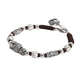 Real 999 Pure Silver Lucky Buddha Handwoven Bracelet for Men and Women Adjustable Lotus Beads Religious Jewelry - GQTORCH Jewelry