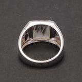 Real Pure 925 Sterling Silver Mens Rings with Natural Agate Original Color Simple Turkish Rings Trendy Male Jewelry - GQTORCH Jewelry