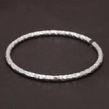 Solid 999 Pure Silver Hammered Cuff Bangle for Women Minimalist Retro Design Birthday Party Jewelry for Lady - GQTORCH Jewelry