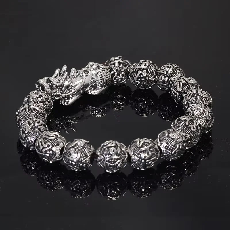 Sanskrit Six Words Engraved Buddha Bracelet OM Mala Beads Bracelets For Men And Women Mantra Prayer Buddhism Jewelry