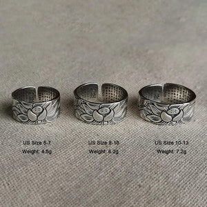 Real 925 Sterling Silver Lotus Rings For Men And Women HEART SUTRA Scriptures Engraved Buddhism Jewelry Size 5-13 - GQTORCH Jewelry