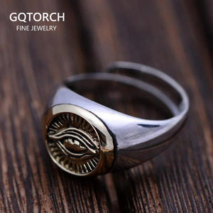 Real Solid 925 Sterling Silver Rings For Men And Women God Eye Opening Adjustable Rings Vintage Punk Fashion Jewelry - GQTORCH Jewelry