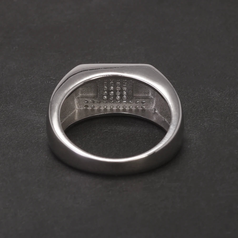 100% Sterling Silver Men Wedding Band Micro Inlaid Zircon Engagement Ring Fashion Eternity Promise Ring Luxury Designer Jewelry