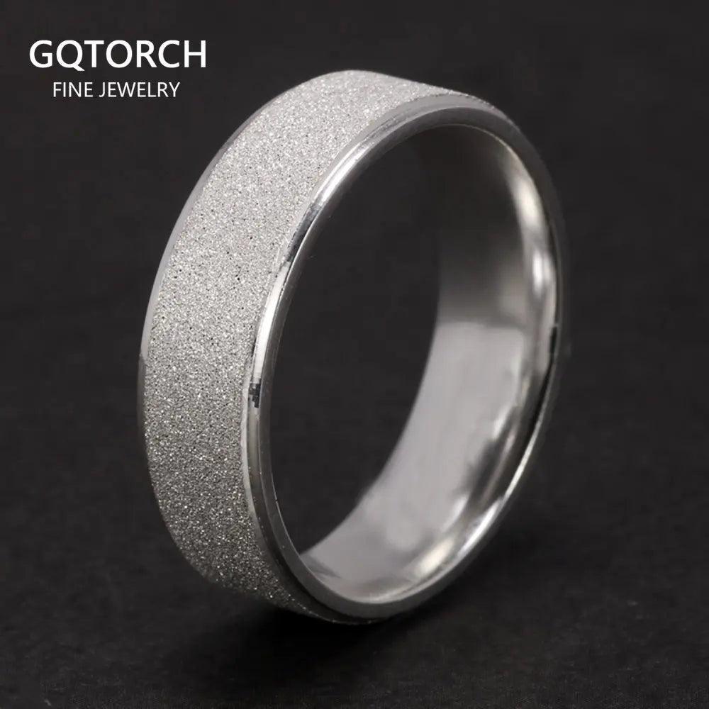 Real Pure 925 Sterling Silver Rings for Women and Men Rough Surfaced Shinning Simple Couple Ring Wedding Band for Lovers - GQTORCH Jewelry
